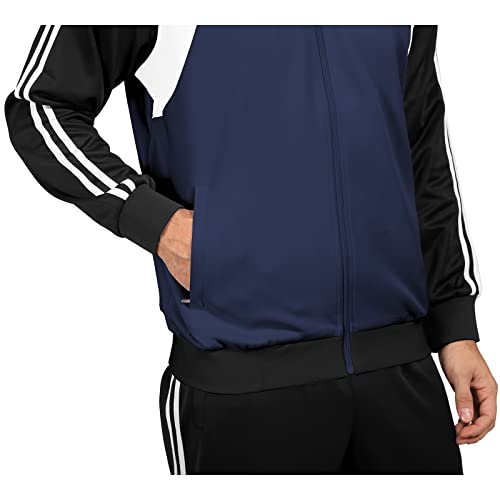 Sun Lorence Men's Athletic Running Tracksuit Set Casual Full Zip Jogging Sweat Suit NavyBlack Small