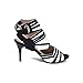 Wonvatu Women Sexy Peep Toe Pumps Zebra Dress Sandal Black and White Gladiator Shoes