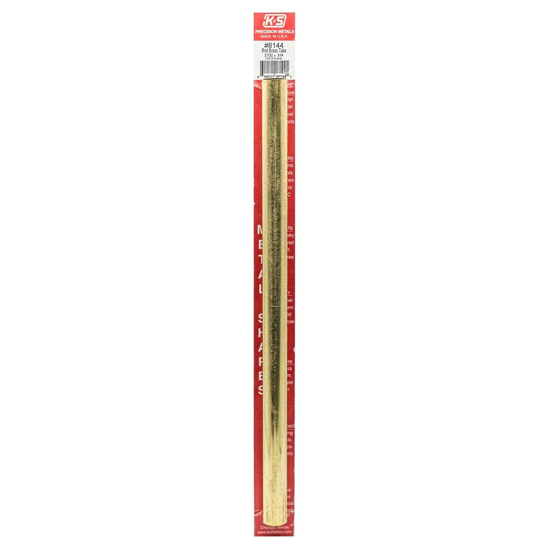 K & S Precision Metals 8144 Round Brass Tube, 21/32" OD