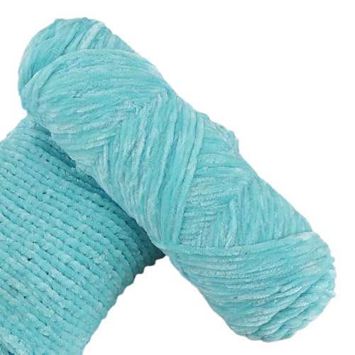 Yarn Velvet Knitting Yarn Soft Crochet Ball Craft Multi Colors, Ideal for Beginners, Kids Crafts (Water Blue)