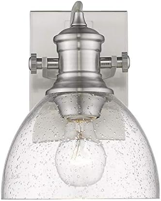 Golden Lighting 3118 Ba1 Pw Sd Hines Vanity Light Pewter With Seeded Glass