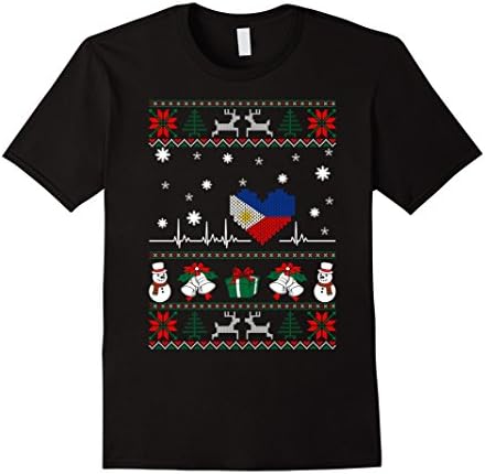 Mens Philippines Country Flag Christmas Ugly Sweater Tshirt XL Black
