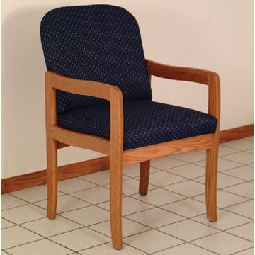 DMD Waiting Room Guest Chair, Perfect for Hospital, Lobby, Offices, Mahogany Wood with Blue Upholstery