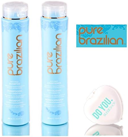 Pure Brazilian Anti-Frizz Shampoo and Conditioner DUO Set (with Sleek Compact Mirror) (13.5 oz DUO Set)