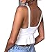 Antopmen Women Summer Deep V Neck Sleeveless Hem Ruffles Crop Tops (Small, White)