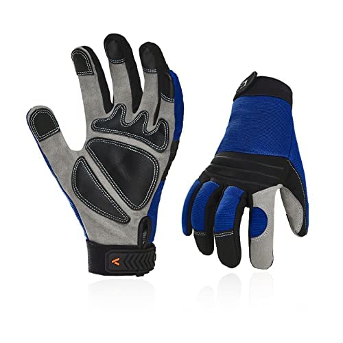 Vgo... 3Pairs Safety Work Gloves,Builder Gloves,Gardening Gloves,Light Duty Mechanic Gloves(SL7621,Blue,L,3Pairs)