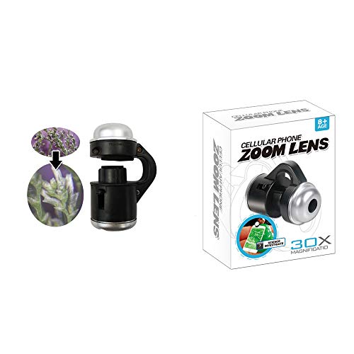 Jiusion 30X Zoom Bright LED Microscope Magnifier Clip-On Cell Phone Mobile Phone Camera Lens for Apple iPhone Samsung iPad