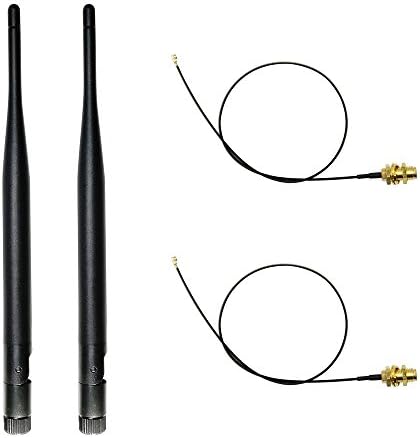2 × 2.4GHz 6dBi Wifi Antenna 802.11a 802.11n 802.11b 802.11g RP-SMA Female Connector + 2 × 20cm/8" U.FL / IPEX to RP-SMA Pigtail Antenna WiFi Cable by Seaforest