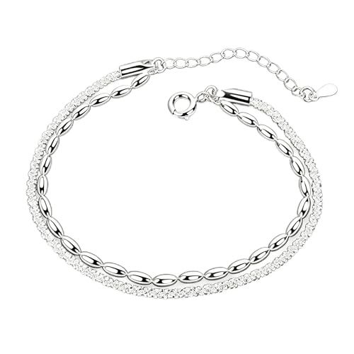Pulsera de Plata 925 para Mujer, Pulseras Elegante Brazalete Ajustable, Joyeria Accesorios para Mujeres, Regalos Cumpleaños Aniversarios para Mamá, Novia, Esposa, Amiga
