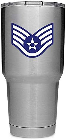 DHDM DesignsDHDM Designs USAF E5 SSgt Staff Sergeant Air Force 3-Inch Rank 2-Pack Premium Quality Vinyl Decal Tumbler Stickers | Stickers ONLY Cup NOT Included | Laminated with UV Protective Laminate | PD3104