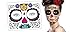 Sugar Skull Full Face Temporary Tattoo (Heart & Flowers) #119 by Fake Tattoos