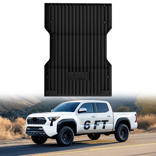 LASFIT Bed Mat for Toyota Tacoma 2024 2025 2026 Truck Bed (6ft,6'Bed), All Weather 6 ft Car Bed Liner for Toyota Tacoma Accessories, TPE Trunk Mat&Cargo Liner, Black