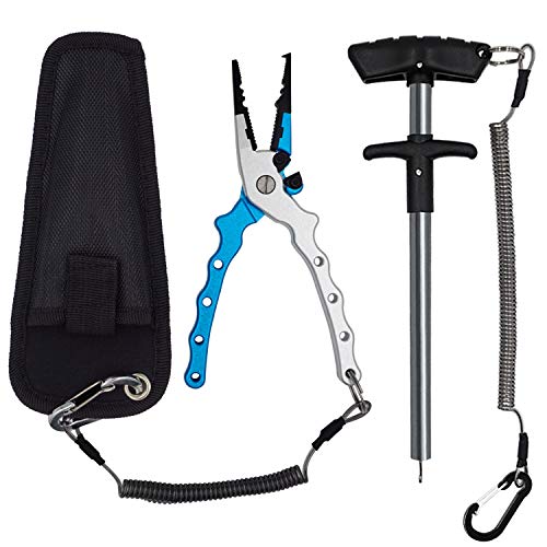 Lix&Rix Anodized Aluminum Fishing Pliers Hook Remover Kits with Coiled Lanyards - Thumbnail 7