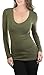ToBeInStyle Women's Long Sleeve V-Neck T-Shirt (Medium, Olive)