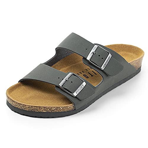 FITORY Mens Sandals, Arch Support Slides with Adjustable Buckle Straps