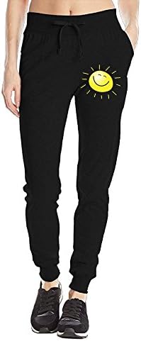 Losport Women's Smile-Clipart-Smile-Clip-Art1 Cotton Joggers Pants Slim Fit Bottoms Running Trousers With Pockets M Black