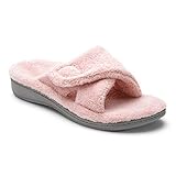 Vionic Women's Indulge Relax Slipper - Ladies Comfortable Cozy Adjustable House Slippers with Concealed Orthotic Arch Support Pink 5 Medium US