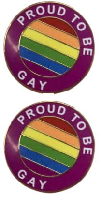 Pack of 2 x PROUD TO BE GAY LGBT RAINBOW FLAG large enamel Pin Badges 30mm x30mm