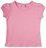 Lovetti Baby Girls' Basic Short Puff Sleeve Round Neck T-Shirt