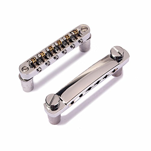 ROSENICE Guitar Bridge Locking Tune-o-matic Slot Saddle Bridge for Gibson Les Paul SG ES Dot