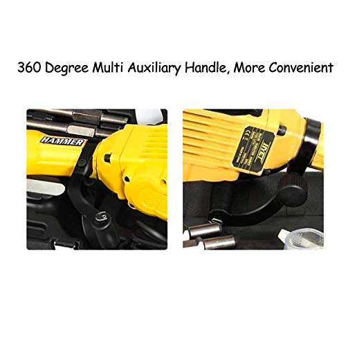 Goplus HD 3600W Electric Demolition Jack Hammer 1400RPM Concrete Breaker Drills for Punch Construction w/Flat Chisel, Bull Point Chisel and Gloves - Thumbnail 7