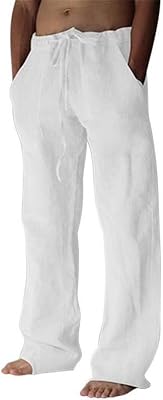 Pantalones de Lino para Hombre Algodón Verano con Bolsillos Cordó