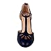 Chase & Chloe Kimmy-36 Women's Teardrop Cut Out T-Strap Mid Heel Dress Pumps,Navy,8