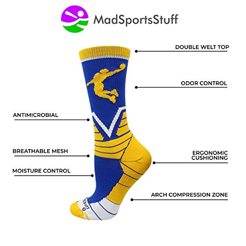 image for MadSportsStuff Basketball Player Victory Crew Socks (Royal/Gold/White,