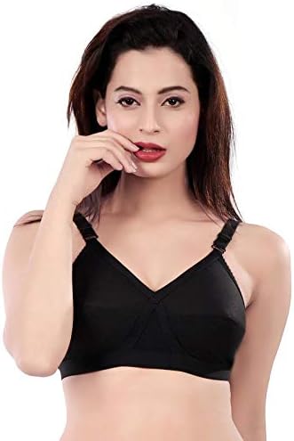 Leiora- Womens Cotton D Cup Non Wired Non Padded T Shirt Bra - Size 32D, 34D, 36D, 38D, 40D, 42D & 44D - Full Cup Coverage Brasier Available in Black, White & Skin Color