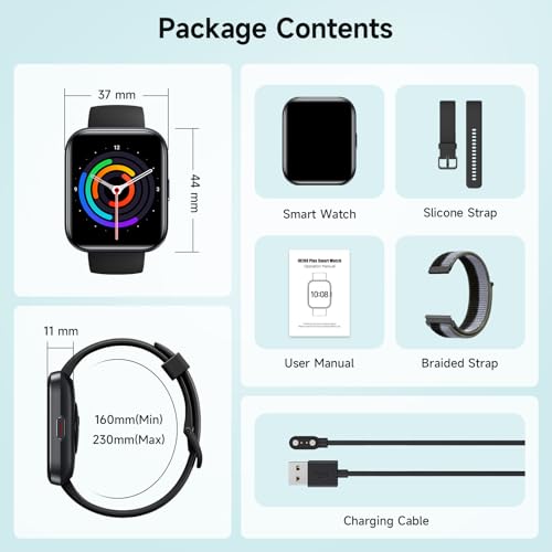 Smart Watch for Men Women, 1.8" Fitness Tracker for Android & iPhone, Answer/Make Calls, Alexa Built-in, Heart Rate/Sleep/SpO2 Monitor Smartwatch, 3ATM Waterproof Watches, 101+ Sport Modes, 2 Bands