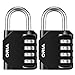 ORIA Combination Lock, 2 Pack Combination Padlock, 4-Digit Locker Lock, Waterproof Anti-Rust Padlock for Gate, Cabinet, School Gym Locker, Fence, Black
