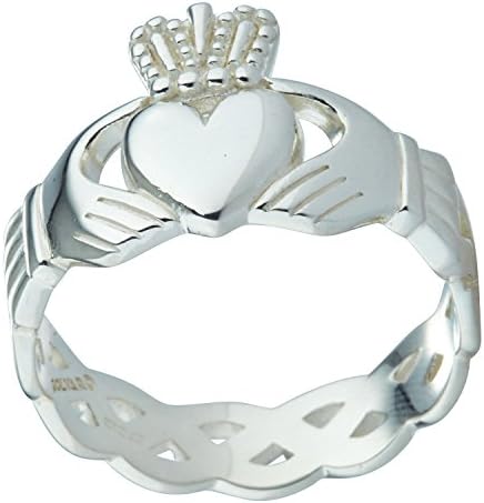 [S2995] Claddagh Ring Sterling Silver Gents Celtic Knot Band