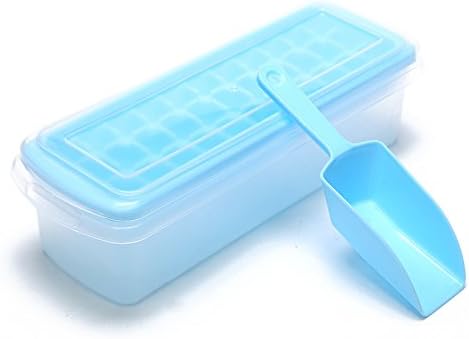 Papi Cool Mini Ice Cube Tray With Removable Cover, Ice Scoop, Preservation Box, 33 cubes, BPA Free (blue)