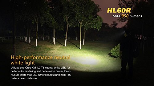 Fenix HL60R 950 Lumen USB rechargeable CREE LED Headlamp (Desert Yellow), Fenix 18650 rechargeable Li-ion battery with 2 X EdisonBright CR123A back-up batteries bundle