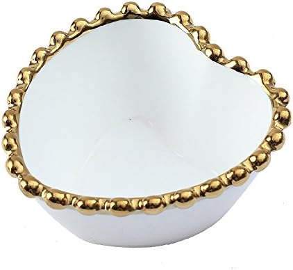 Ceramic Heart Shape Ring Dish Holder Jewelry Dish Necklace Accessory Organizer with Golden Edge Wedding Birthday Gift