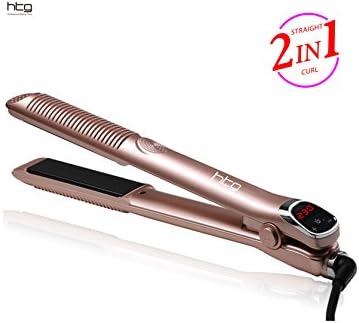HTG 2 in1 Hair Straightening iron And Hair Flat iron Hair Straightener + hair Curling Iron Electric Multifunction hair Straightening styler tool +LCD display HT092G