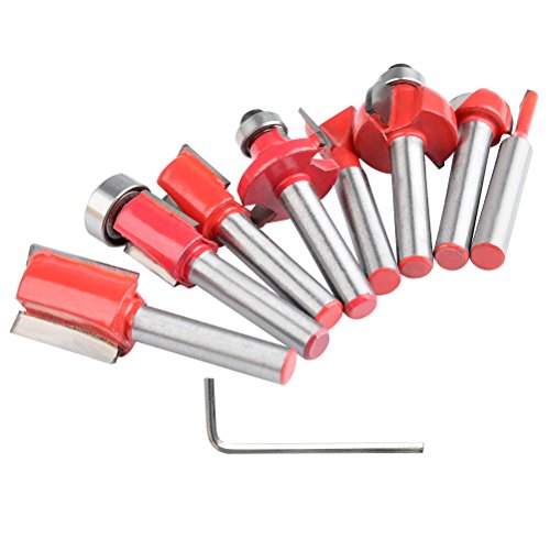 QLOUNI 15 Pcs Router Bits Set Tungsten Carbide Tipped Milling Cutter 1/4" Shank with Wood Case and Micro Wrench