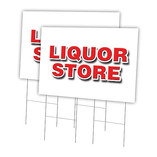 Liquor Store 2 Pack of 24" x 36" Yard Sign & Stake | Advertise Your Business |…