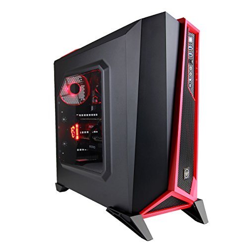 CUK Trion Custom Gaming PC (i7-7700K, 32GB RAM, 512GB NVMe SSD + 4TB, Dual NVIDIA GTX 1080 Ti SLI, Windows 10) Best New VR Ready Tower Desktop Computer for Gamers (Black/Red)