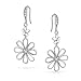 Double Flower CZ Daisy Sterling Silver Dangle Earrings