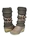 Dream Pairs Women Knit Sweater Winter Fur Wedge Boots Black