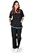 Natural Uniforms Women's Contrast Trim Scrub Set (Black//Water Blue) (Medium)