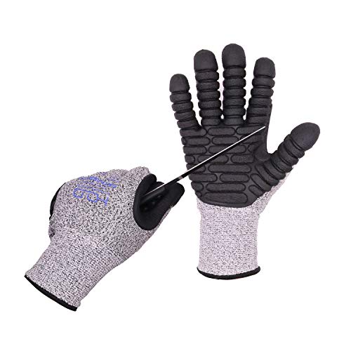 Anti Vibration & Cut Resistance Full Finger Work Gloves With TPE Coated