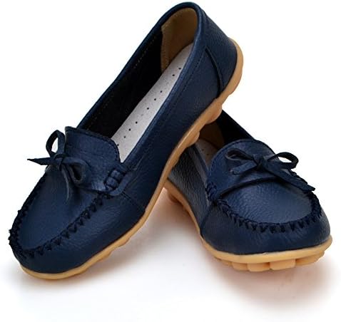 Slip on Leather Loafers Women - 2017 New Exclusive Series … (7, Dark Blue)