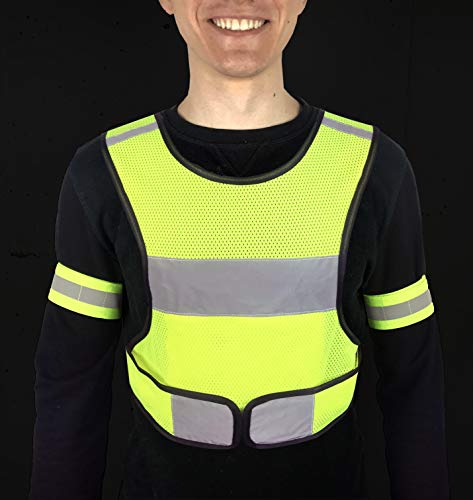 High Visibility Vest + 4 Reflective Bands. Reflective Running Vest. Reflective Vest for Walking. Safety Reflective Running Gear for Men and Women for Night Running. Reflective Tape Bands Clothing. - Thumbnail 4
