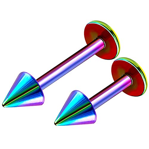 2Pcs Titanium 16g 6mm 8mm Labret Studs Piercing Jewelry Spider Bite Tragus Cartilage Monroe Snakebites 4mm Cone More Choices