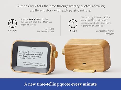 Author Clock – Literary Clock that Tells Time Using Book Quotes | Unique Gift for Book Lovers | New Quote Every Minute | Vol 1, Small