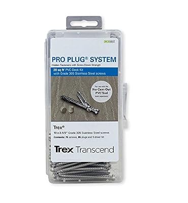 Pro Plug PVC Plugs and Stainless Screws for Trex Havana Gold Decking, 85 Plugs for 20 sq ft, 75 Stainless Steel Screws