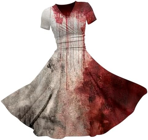 Vestido De Halloween Sangriento Para Mujer – Diseño Gótico Sin Mangas, Estilo Zombi Y Vampiro, Ideal Para Fiestas De Terror