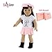 Emily Rose 18 Inch Doll Clothes 4-PC Pink Skirt Clothing Outfit, Including Matching Hat, T-Shirt Graphic Tee and Black Ankle Boots | Doll Not Included | USA Business